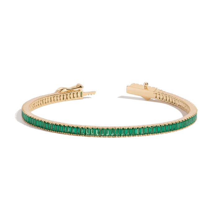 Zamurrud line bracelet set with baguette-cut emeralds in 18k gold