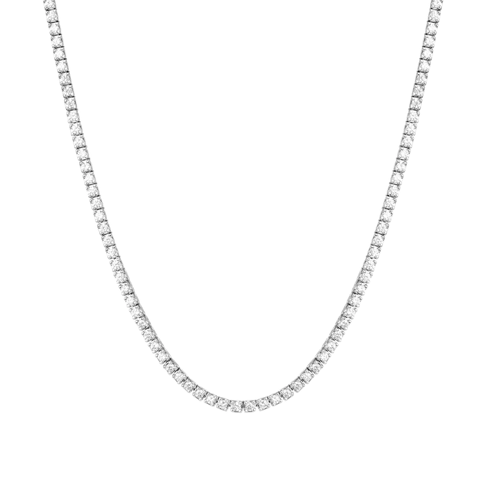 Layla tennis necklace in 18k white gold, a continuous line of claw-set lab-grown diamonds